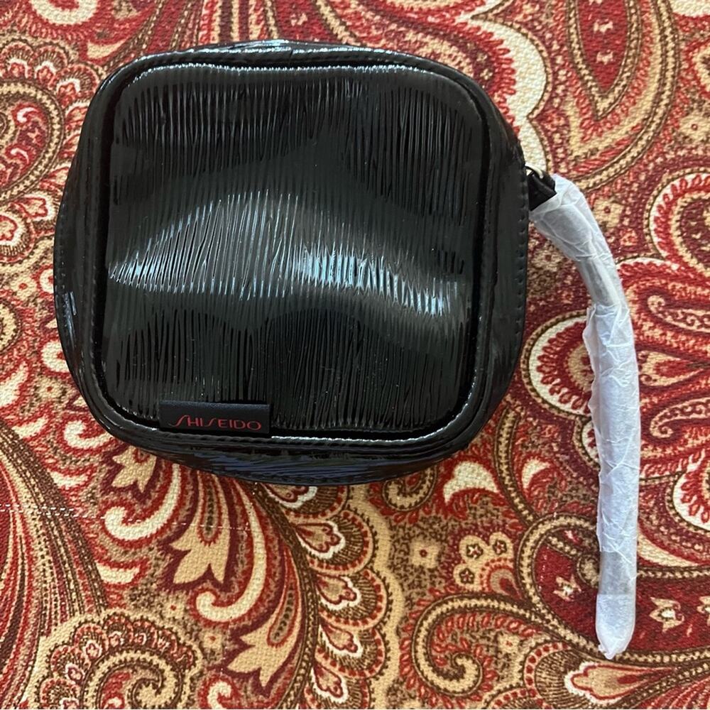 Shiseido Small Black Cosmetic  Zip Around Pouch NWOT